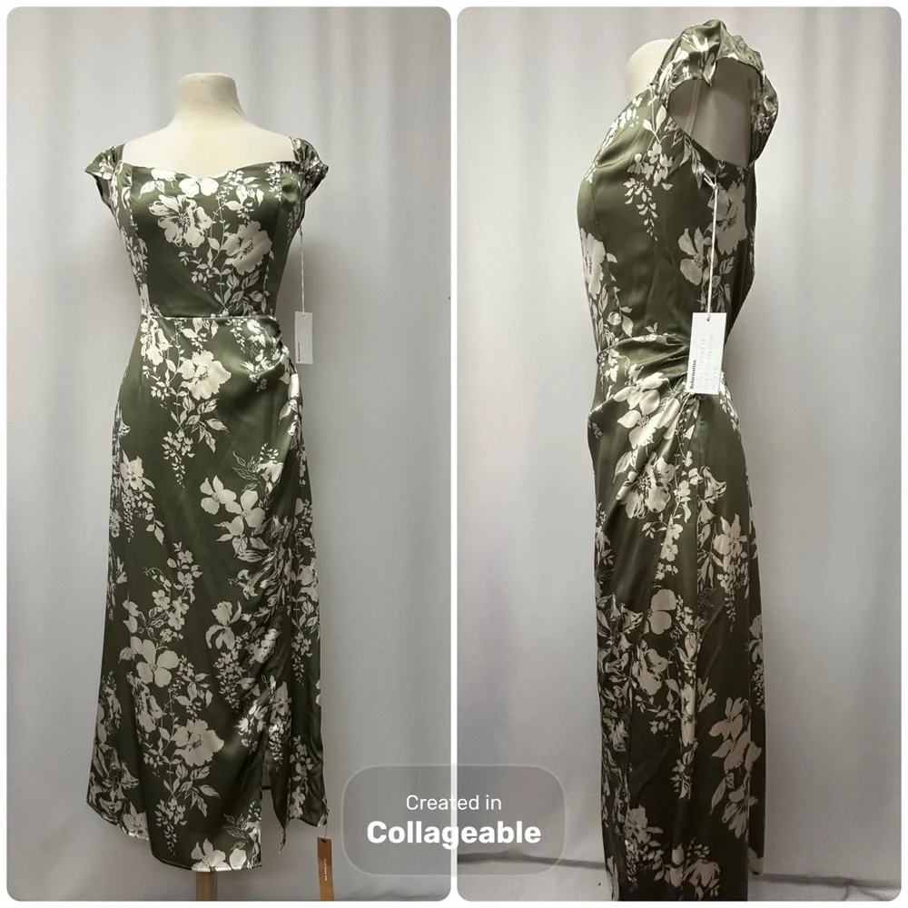 Reformation Olive and Cream Floral Maxi Dress - Picture 2 of 5